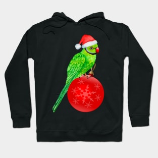 Cute Christmas Ringneck Parrot in Santa Hat for Bird Lover Hoodie